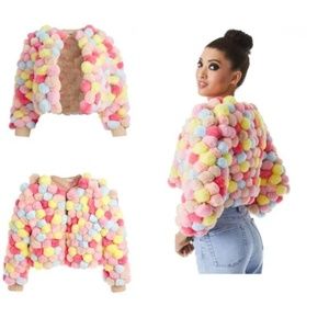 Alice + Olivia Fawn Pom Pom Jacket